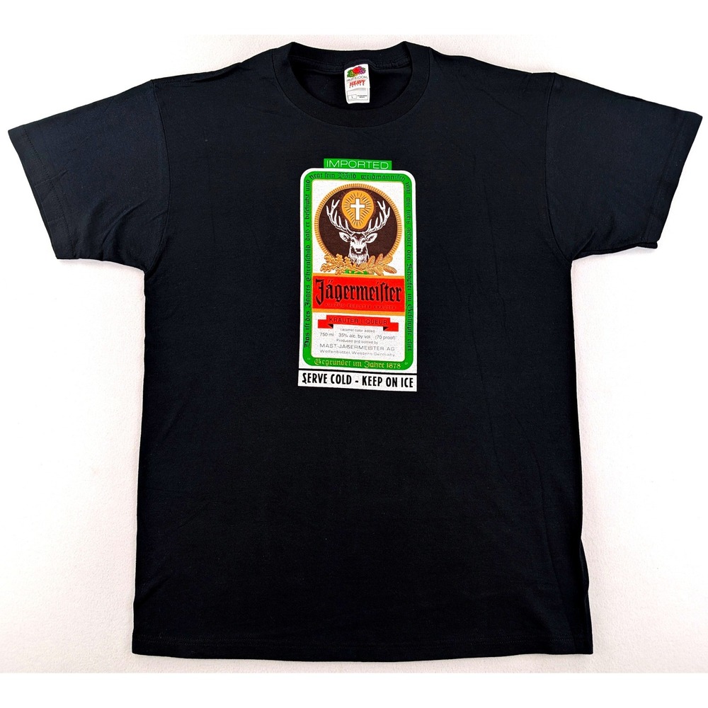 Vintage Jagermeister Russett Burbank Double Sided T-Shirt Mens L Black